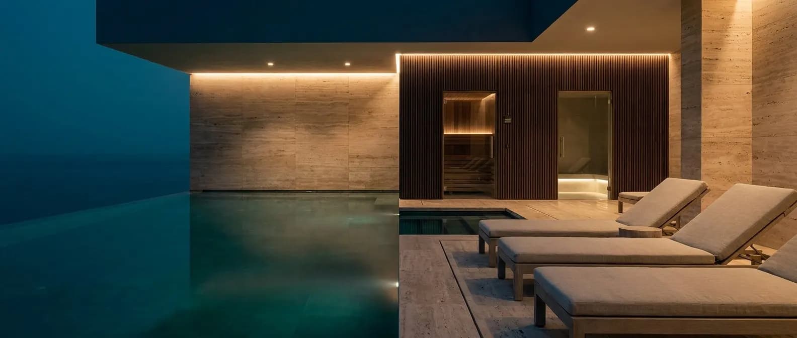 Otel wellness alanı — güven bandı arka planı